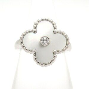 Van Cleef & Arpels Vintage Alhambra Ring 18K White Gold Mother of Pearl Diamond